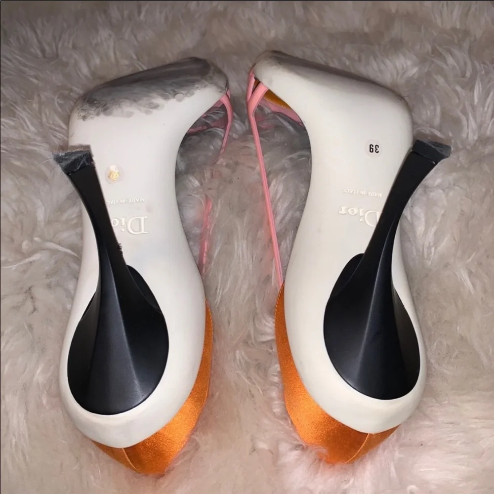 Dior Heels.  Vintage Pink and Orange Dior Heels - Picture 6 of 10